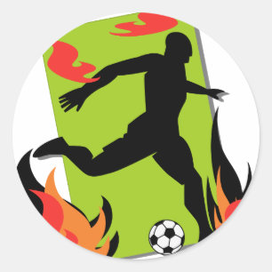 Flaming Soccer T shirten and Gifts Ronde Sticker