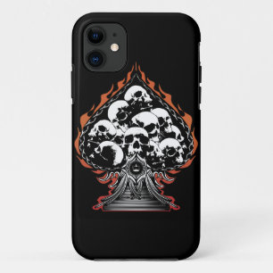Flaming Spade met Skulls Case-Mate iPhone Case
