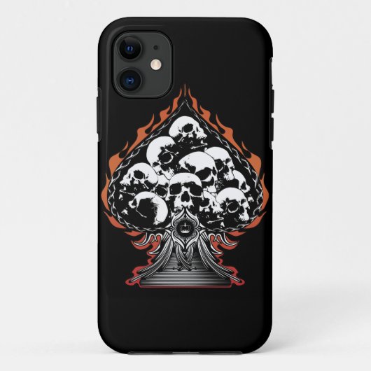 Flaming Spade met Skulls Case-Mate iPhone Case (Achterkant)