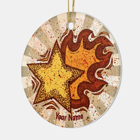 Flaming Star Keramisch Ornament (Links)
