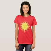 Flaming Sun Face Sjabloon T-shirt (Voorkant volledig)