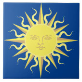 Flaming Sun Face Sjabloon Tegeltje (Voorkant)