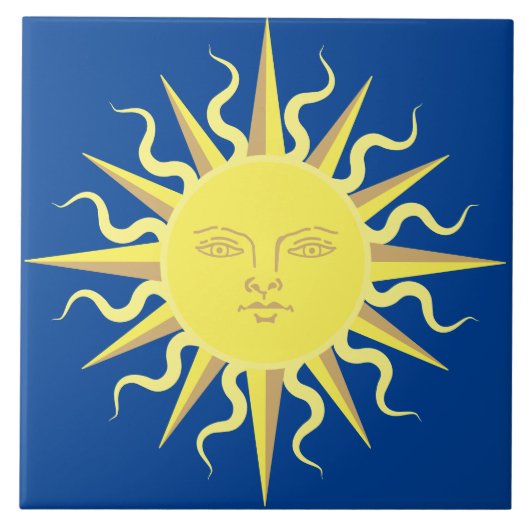 Flaming Sun Face Sjabloon Tegeltje (Voorkant)