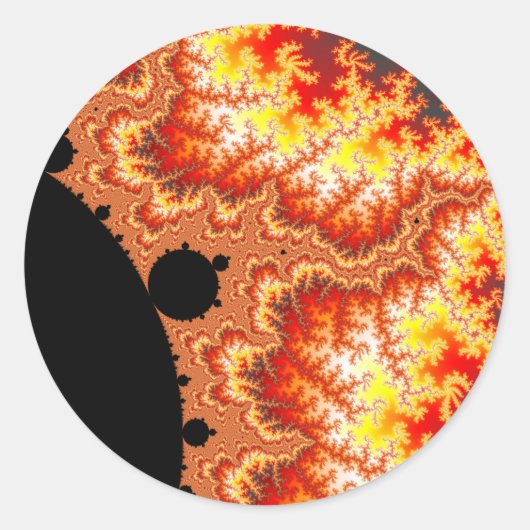 Flaming Sun - Fractal Ronde Sticker (Voorkant)