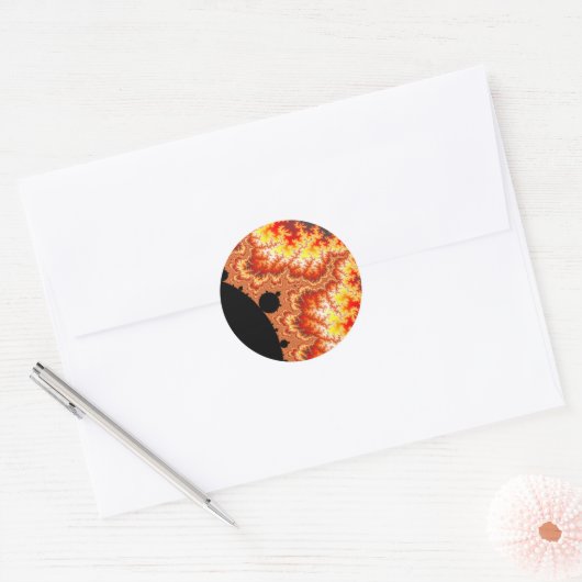 Flaming Sun - Fractal Ronde Sticker (Envelop)