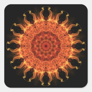 Flaming Sun Vierkante Sticker