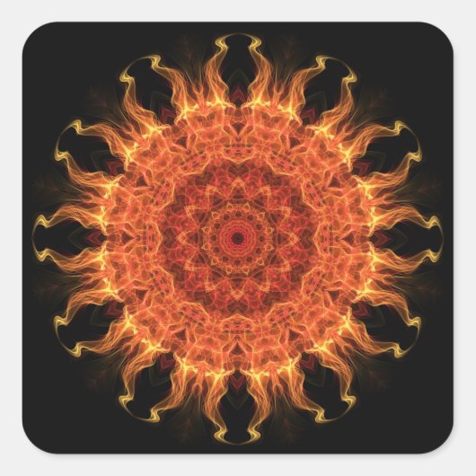 Flaming Sun Vierkante Sticker (Voorkant)