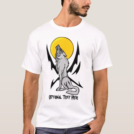 Flaming Tattoo Stijl Howling Wolf T-shirt (Voorkant)