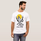 Flaming Tattoo Stijl Howling Wolf T-shirt (Voorkant volledig)
