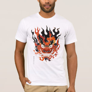 Flaming Traditioneel Oni Masker T-shirt