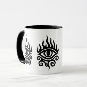 Flaming Tribal Eye - Power and Vision Tattoo T-shi Mok (Voorkant links)