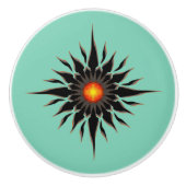 Flaming Tribal Sun Keramische Knop (Voorkant)