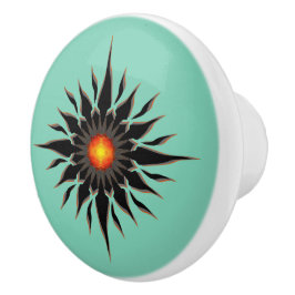 Flaming Tribal Sun Keramische Knop