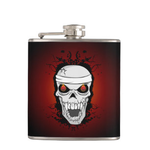Flaming van de schedel heupfles