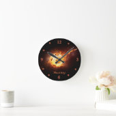 Flaming Voetbal Wall Clock Ronde Klok (Huis)