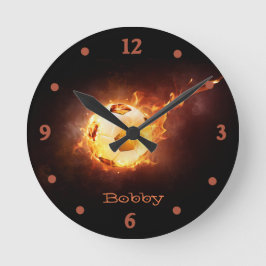 Flaming Voetbal Wall Clock Ronde Klok