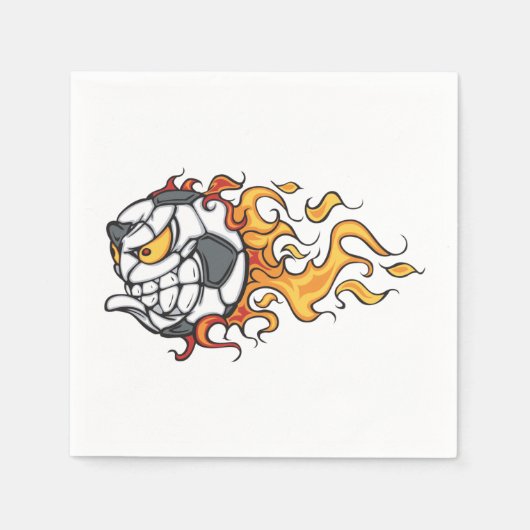 Flaming Voetballen papieren servetten (Voorkant)