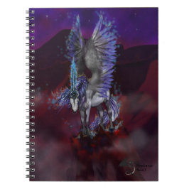 Flaming Winged Blue en White Unicorn Notebook Notitieboek