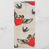 Flaming Winged Heart Tattoo Wedding Invitation Menu (Achterkant)