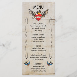 Flaming Winged Heart Tattoo Wedding Invitation Menu