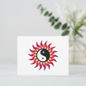 Flaming Yin Yang Sun Briefkaart (Staand voorkant)