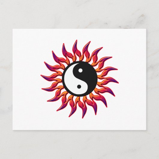 Flaming Yin Yang Sun Briefkaart (Voorkant)