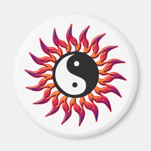 Flaming Yin Yang Sun Magneet