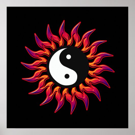 Flaming Yin Yang Sun Poster (Voorkant)