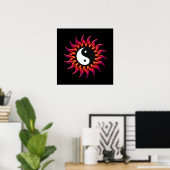 Flaming Yin Yang Sun Poster (Thuiskantoor)