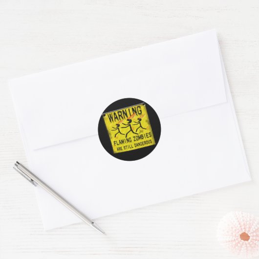 Flaming Zombies Waarschuwing Stickers (Envelop)