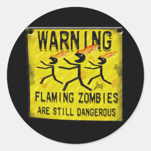 Flaming Zombies Waarschuwing Stickers