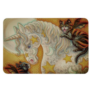 FLAMING ZWARTE KATTEN EN HALLOWEEN EENHOORN Blank Magneet