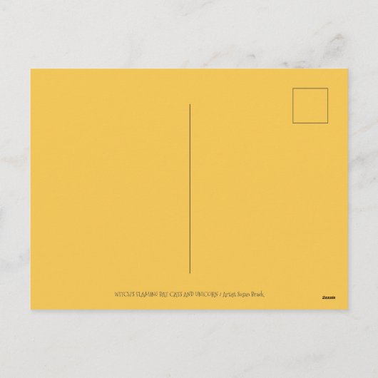 FLAMING ZWARTE KATTEN MET HALLOWEEN EENHOORN Kleur Feestdagenkaart (Achterkant)