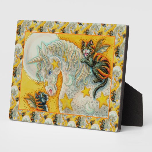 FLAMING ZWARTE KATTEN MET HALLOWEEN EENHOORN Kleur Fotoplaat (Zijkant)