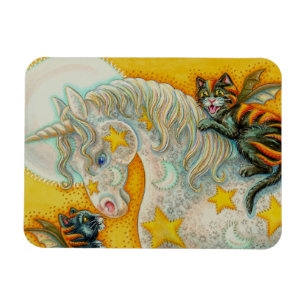 FLAMING ZWARTE KATTEN MET HALLOWEEN EENHOORN Kleur Magneet