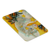 FLAMING ZWARTE KATTEN MET HALLOWEEN EENHOORN Kleur Magneet (Rechterzijde)