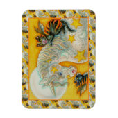 FLAMING ZWARTE KATTEN MET HALLOWEEN EENHOORN Kleur Magneet (Verticaal)