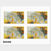 FLAMING ZWARTE KATTEN MET HALLOWEEN EENHOORN Kleur Rechthoekige Sticker (Vel)