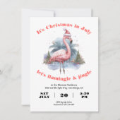 Flamingal Kerstmis in juli Feest Kaart (Voorkant)
