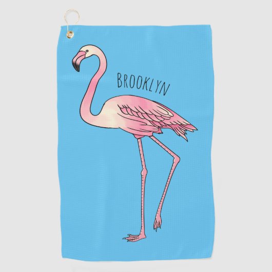 Flamingantia cartoon illustratie golfhanddoek (Voorkant)
