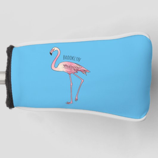 Flamingantia cartoon illustratie golfheadcover (Voorkant)