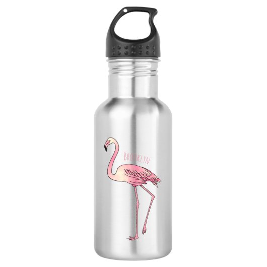 Flamingantia cartoon illustratie waterfles (Voorkant)