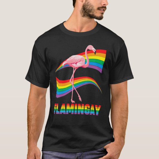 Flamingay Gay Flamingo Lgbt Pride Lesbian Proud T-shirt (Voorkant)