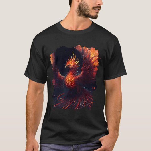 Flamingenix met ornamenten en gloed t-shirt (Voorkant)