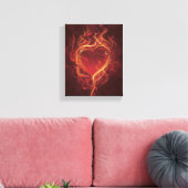 FlamingHart vuur donkerrode liefde vlamt hartvorm Canvas Afdruk (Insitu (Woonkamer))