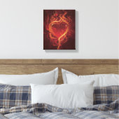FlamingHart vuur donkerrode liefde vlamt hartvorm Canvas Afdruk (Insitu (Slaapkamer))