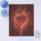 FlamingHart vuur donkerrode liefde vlamt hartvorm Flyer (Enkel)