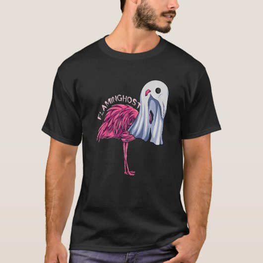 Flaminghost Pink Flamingo Ghost Halloween Costuum T-shirt (Voorkant)