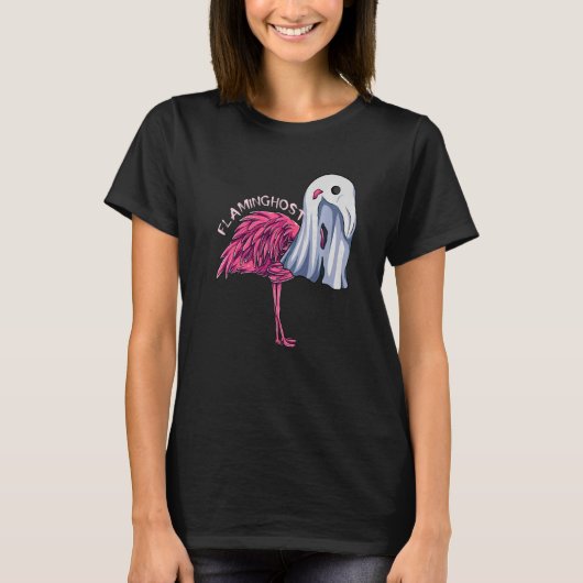 Flaminghost Pink Flamingo Ghost Halloween Costuum T-shirt (Voorkant)