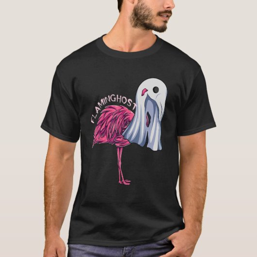 Flaminghost Pink Flamingo Ghost Halloween Costuum T-shirt (Voorkant)